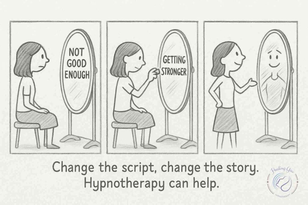 Change the script, change the story- hypnotherapy can help depression meme